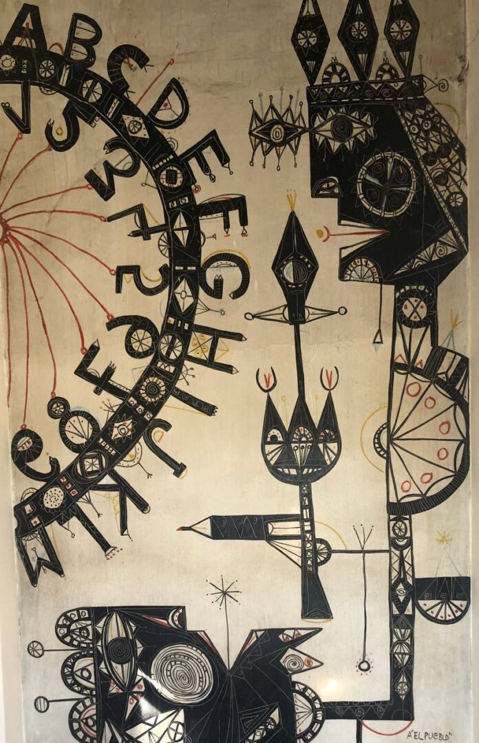 Mural de Paez Vilaró de 1963 en la recepción de Diario EL PUEBLO.