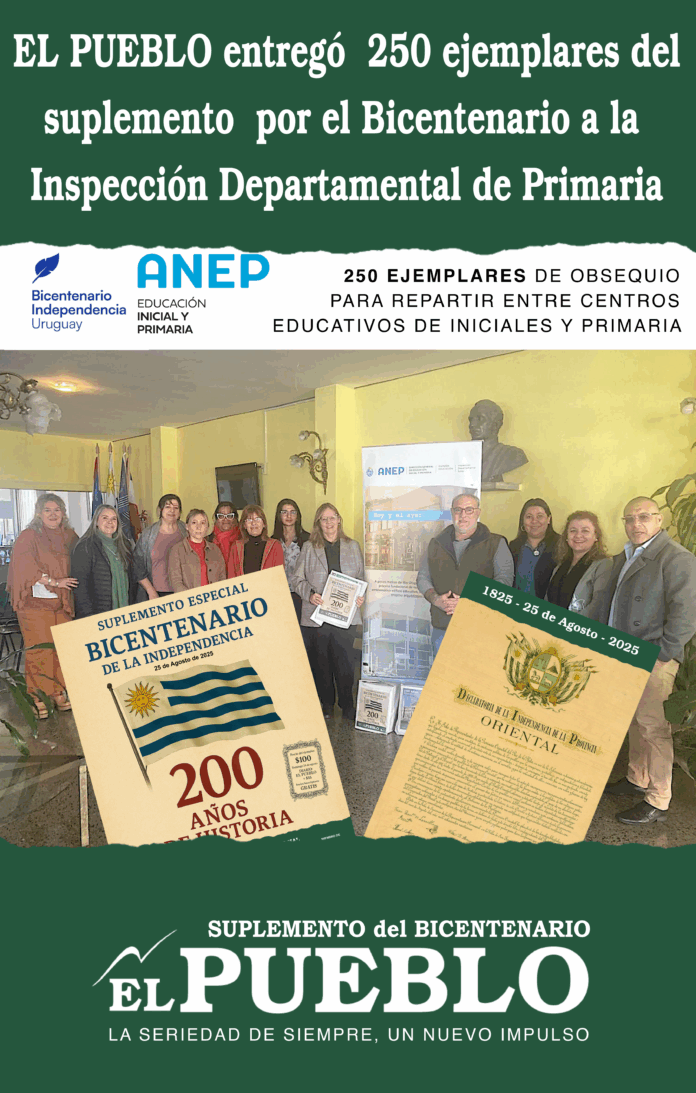 EL PUEBLO entregó 250 ejemplares del suplemento por el Bicentenario a la Inspección Departamental de Primaria