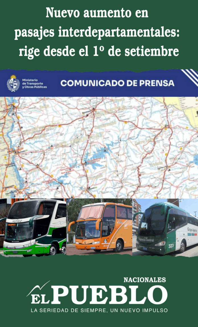 Nuevo aumento en pasajes interdepartamentales: rige desde el 1º de setiembre