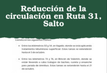 Reducción de la circulación en Ruta 31, Salto