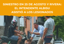 Siniestro en 25 de Agosto y Rivera: el intendente Albisu asistió a los lesionados