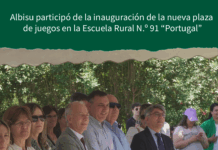 Albisu participó de la inauguración de la nueva plaza de juegos en la Escuela Rural N.º 91 “Portugal”