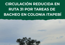 Circulación reducida en Ruta 31 por tareas de bacheo en Colonia Itapebí