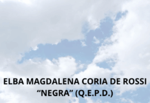 ELBA MAGDALENA CORIA DE ROSSI “NEGRA” (Q.E.P.D.)
