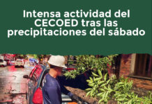 Intensa actividad del CECOED por precipitaciones del sábado