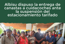 Albisu dispuso la entrega de canastas a cuidacoches ante la suspensión del estacionamiento tarifado