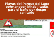 Playas del Parque del Lago permanecen inhabilitadas para el baño por riesgo sanitario