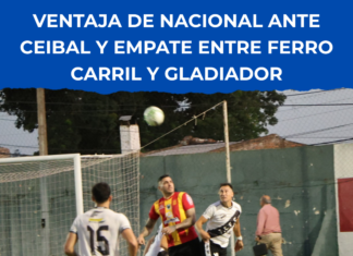 Ventaja de Nacional ante Ceibal y empate entre Ferro Carril y Gladiador