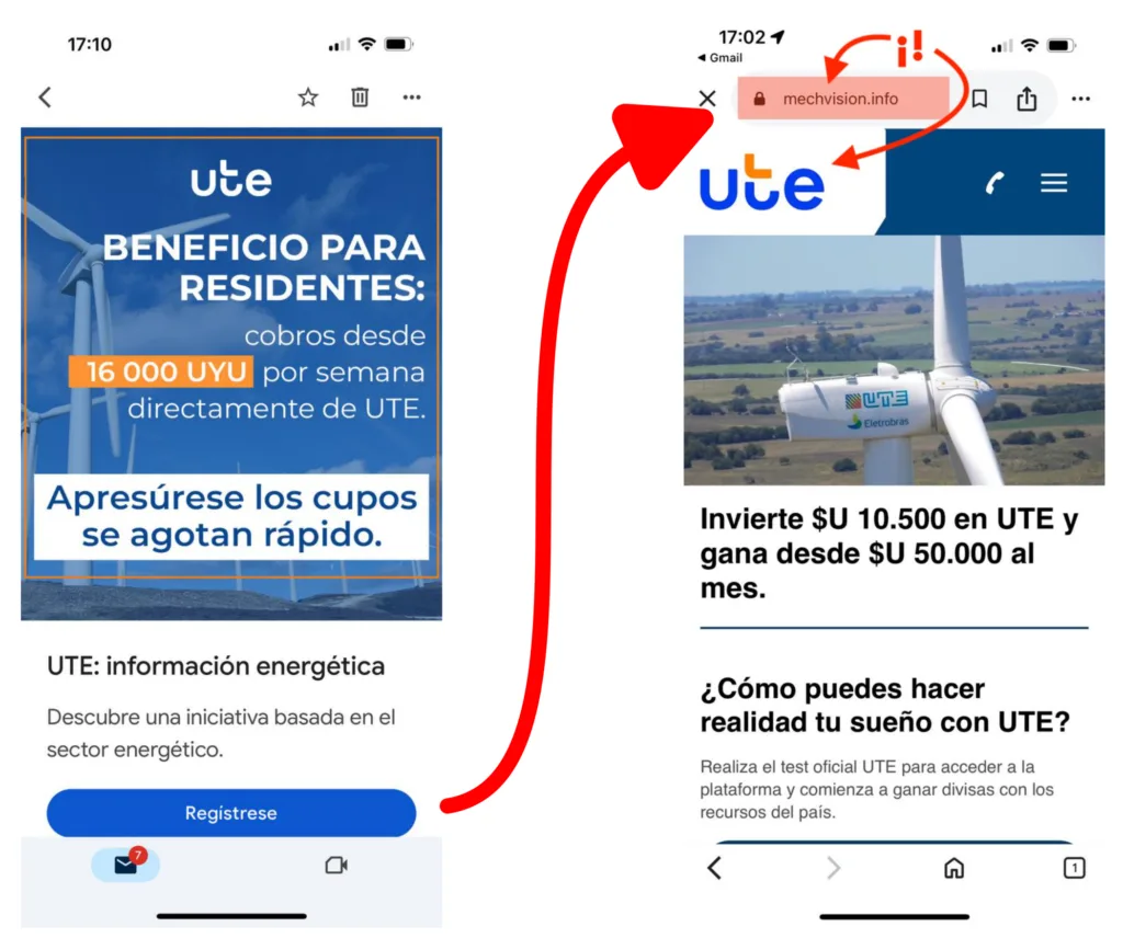 Contenido del HOAX y página web asociada