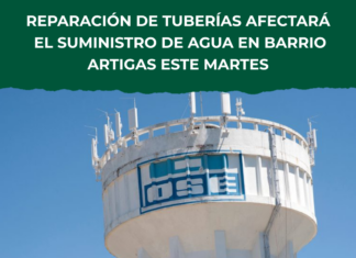 Reparación de tuberías afectará el suministro de agua en Barrio Artigas este martes