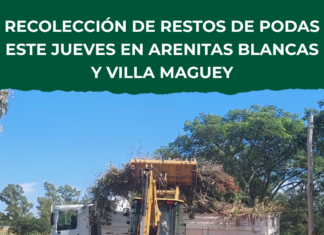 Recolección de restos de podas este jueves en Arenitas Blancas y Villa Maguey