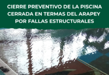 Cierre preventivo de la piscina cerrada en Termas del Arapey por fallas estructurales