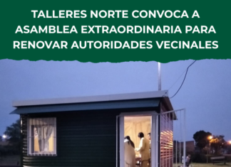 Talleres Norte convoca a asamblea extraordinaria para renovar autoridades vecinales