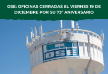 OSE: oficinas cerradas el viernes 19 de diciembre por su 73° aniversario