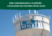 OSE: COMUNICADO A CLIENTES – LOCALIDAD DE Colonia 18 de Julio