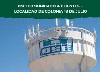 OSE: COMUNICADO A CLIENTES – LOCALIDAD DE Colonia 18 de Julio