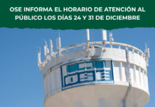 OSE informa el horario de atención al público los días 24 y 31 de diciembre