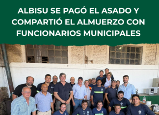 Albisu compartió un asado con funcionarios municipales tras la entrega de uniformes en Salto