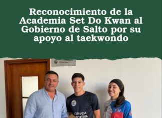Reconocimiento de la Academia Set Do Kwan al Gobierno de Salto por su apoyo al taekwondo