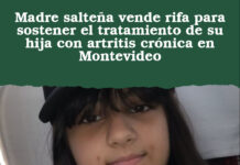 Madre salteña vende rifa para sostener el tratamiento de su hija con artritis crónica en Montevideo