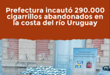 Prefectura incautó 290.000 cigarrillos abandonados en la costa del río Uruguay