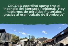CECOED coordinó apoyo tras el incendio del Mercado Regional: “Hoy hablamos de pérdidas materiales gracias al gran trabajo de Bomberos”
