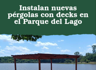 Instalan nuevas pérgolas con decks en el Parque del Lago