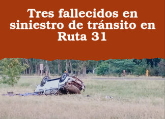 Tres fallecidos en siniestro de tránsito en Ruta 31