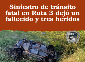 Siniestro de tránsito fatal en Ruta 3 dejó un fallecido y tres heridos Siniestro de tránsito fatal en Ruta 3 dejó un fallecido y tres heridos / foto: Policia caminera