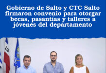 Gobierno de Salto y CTC Salto firmaron convenio para otorgar becas, pasantías y talleres a jóvenes del departamento
