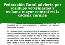 Federación Rural advierte por residuos veterinarios y reclama mayor control en la cadena cárnica