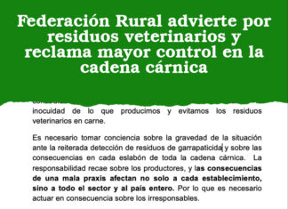 Federación Rural advierte por residuos veterinarios y reclama mayor control en la cadena cárnica