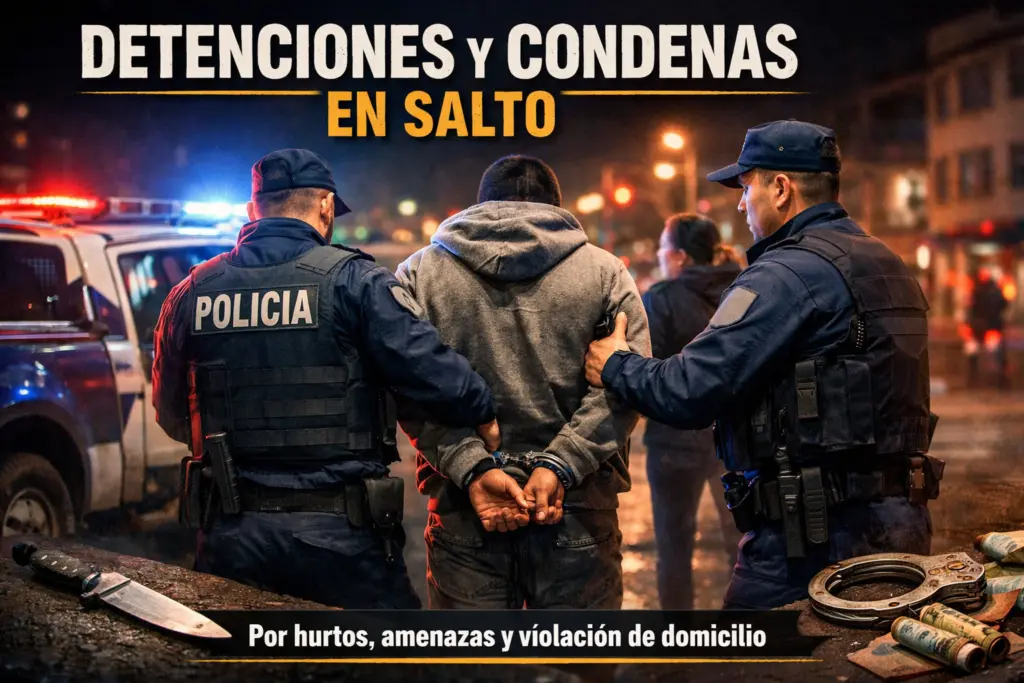 Detenciones y condenas en Salto por hurtos y amenazas