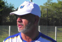 e la consistencia de Salto a la vulnerabilidad de Paysandú Man wearing a white cap and blue-and-white sports jersey on a field, with a bold green sports article banner reading 'DEPORTES' in the foreground.