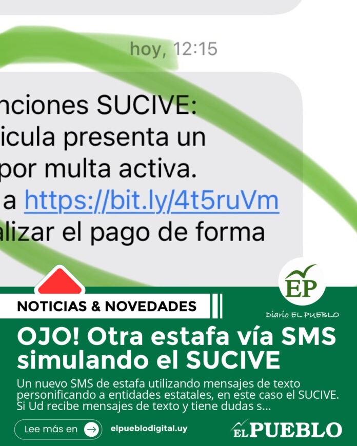 OJO! Otra estafa vía SMS simulando el SUCIVE