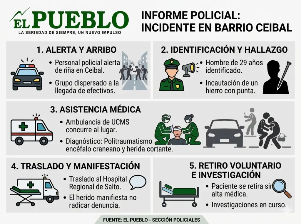 Sangrienta riña en Ceibal: herido grave se fuga / Infografía generada usando Gemini AI para EL PUEBLO