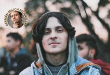 Identidad sarpada: Aníbal «Pacha» Ferreira y la poesía del under salteño Young man in a hoodie outdoors with a bold headline banner about identity and poetry, and a green 'El Pueblo' masthead at the bottom.