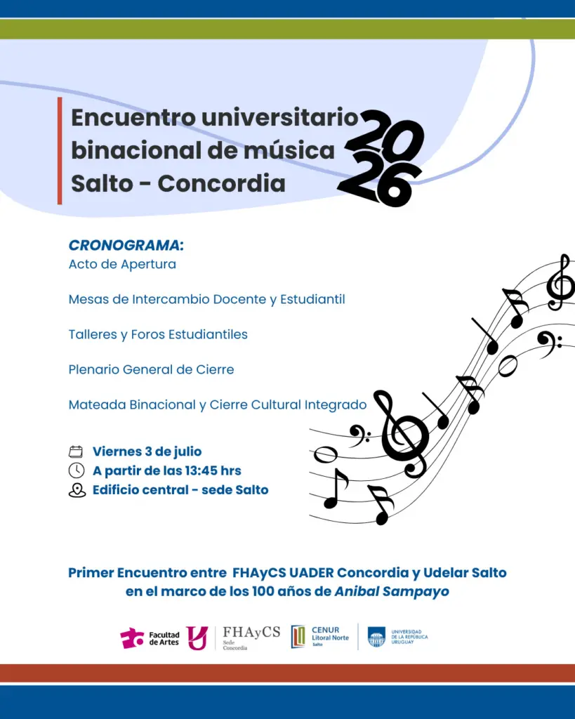 Udelar Salto y UADER tendrán encuentro binacional de música