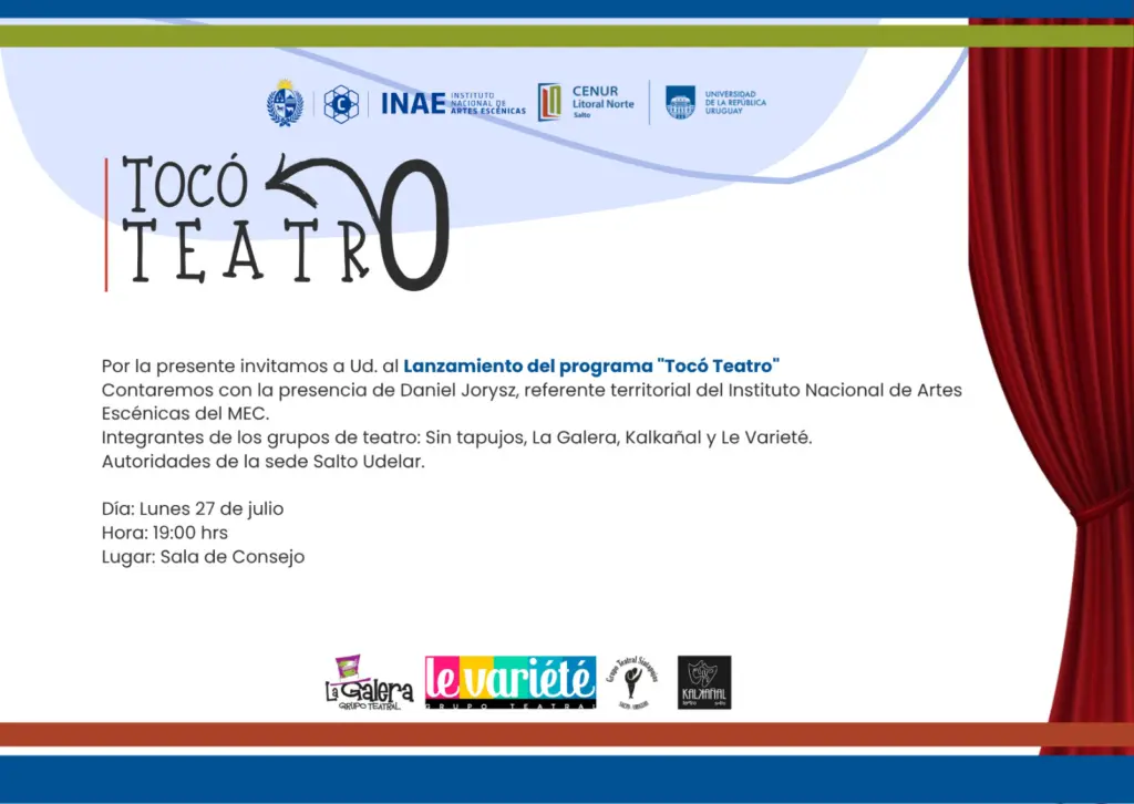 Udelar Salto lanza Tocó Teatro y anuncia nuevos cursos