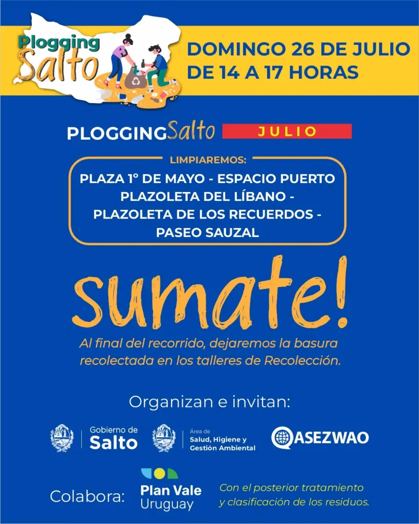 Plogging Salto realizará una nueva jornada de limpieza ambiental